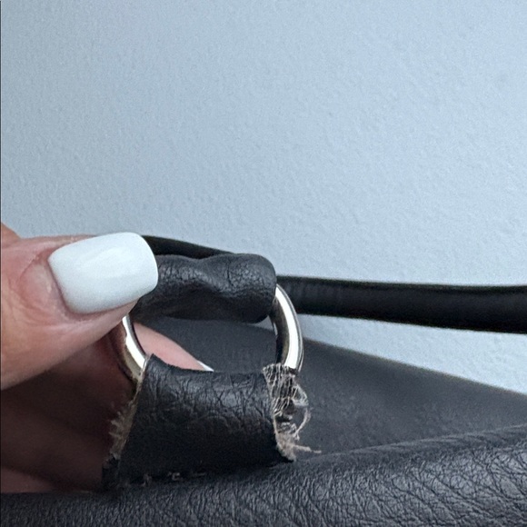 Charming Charlie Black Faux Leather Satchel Purse Tote Handbag Tassel - Picture 15 of 15